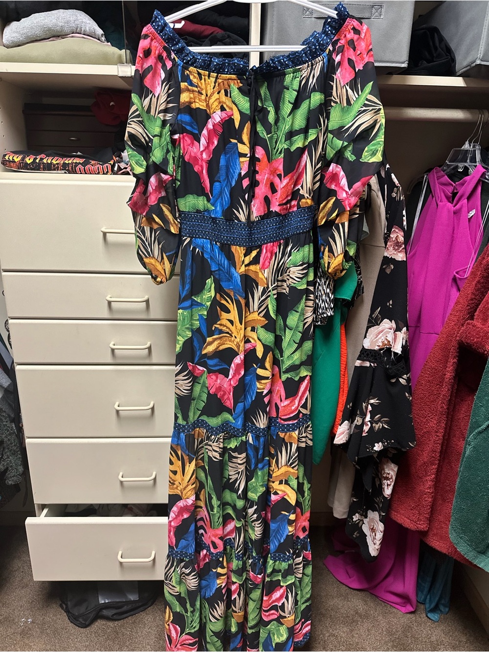 🌺 Jealous Tomato Tropical Maxi Dress – Size L